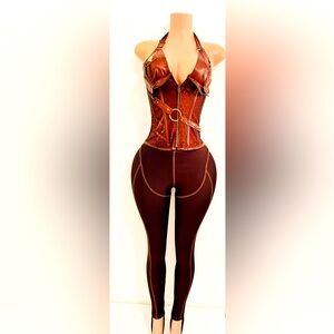 One-piece Corset Sexy Set with Rider Leggings and matching Thongs